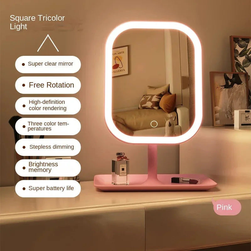 LED Makeup Mirror – 3-Color Light Touch Mirror & Elegant Design