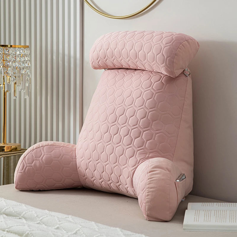 Reading Pillow Standard Bed Pillow – Comfortable Back Support for Sitting Up in Bed, Washable Cover & Handy Side Pockets