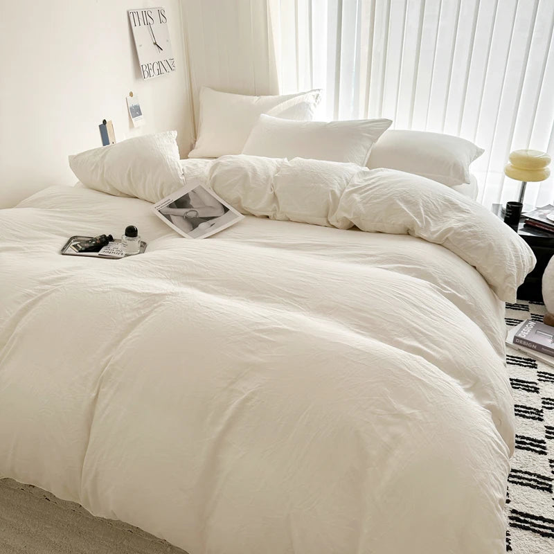 Solid Cotton Bed Linen Set – Soft & Breathable Comfort