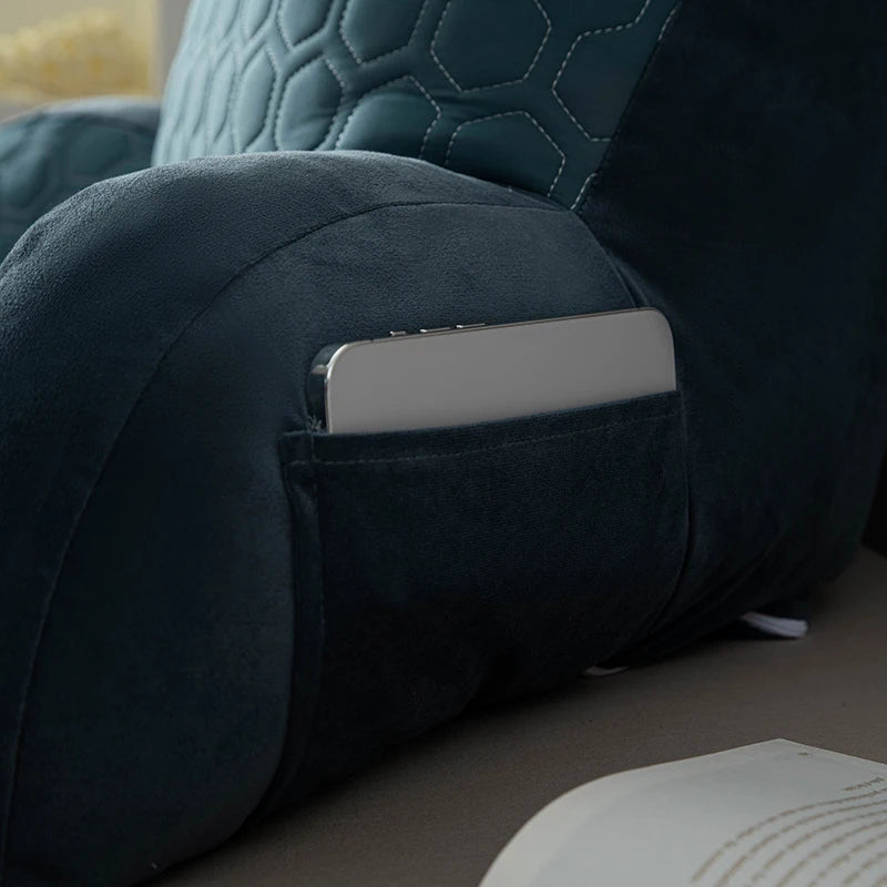 Reading Pillow Standard Bed Pillow – Comfortable Back Support for Sitting Up in Bed, Washable Cover & Handy Side Pockets