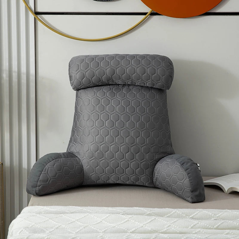 Reading Pillow Standard Bed Pillow – Comfortable Back Support for Sitting Up in Bed, Washable Cover & Handy Side Pockets