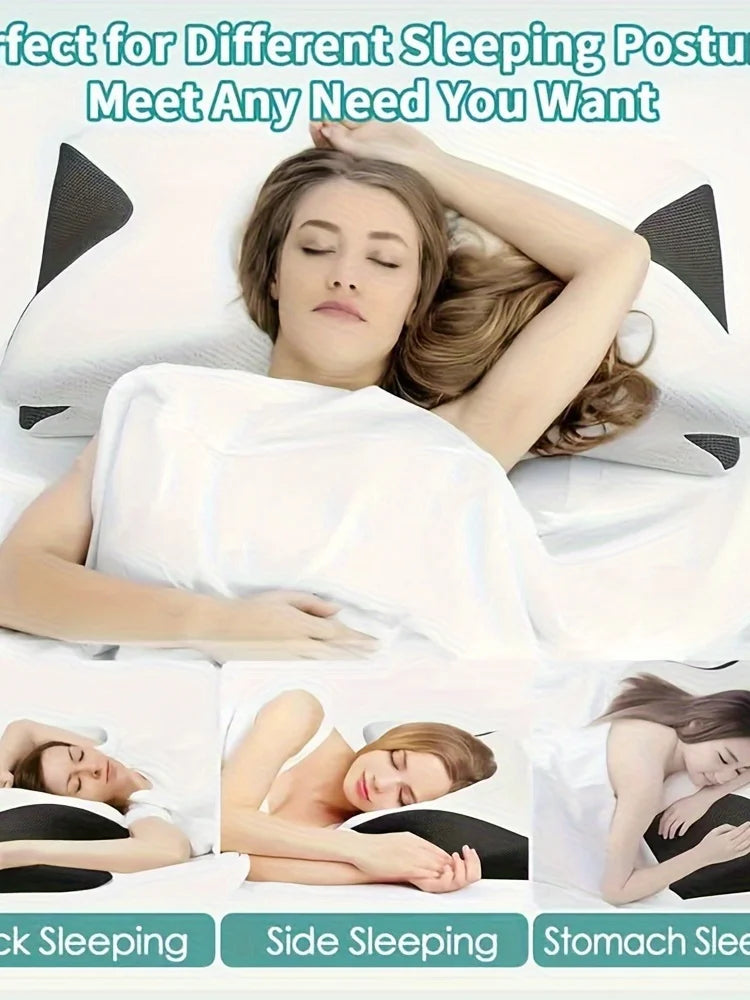 Ergonomic Cotton Pillow – Soft & Lightweight Comfort, Perfect for Side, Back & Stomach Sleepers