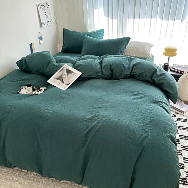 Solid Cotton Bed Linen Set – Soft & Breathable Comfort