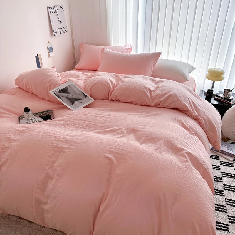 Solid Cotton Bed Linen Set – Soft & Breathable Comfort