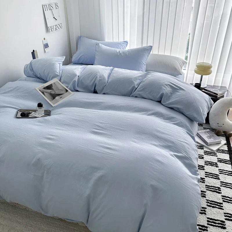 Solid Cotton Bed Linen Set – Soft & Breathable Comfort