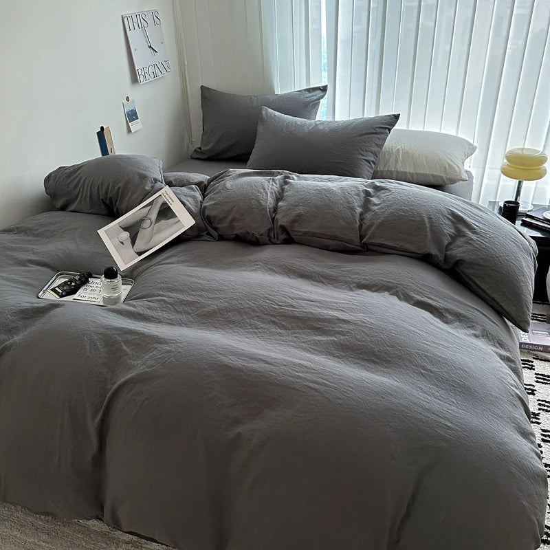 Solid Cotton Bed Linen Set – Soft & Breathable Comfort