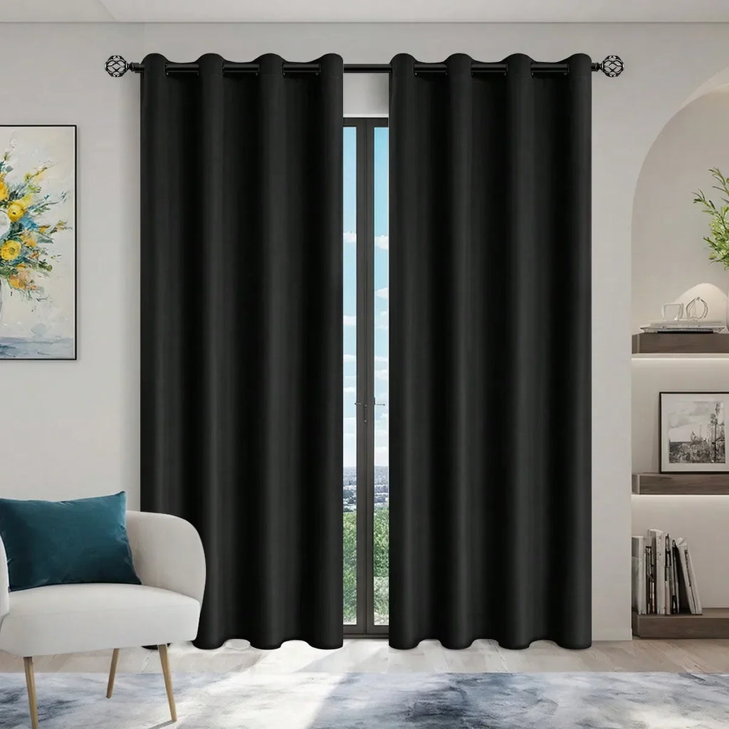 Solid Blackout Curtains with Grommets – Elegant Light-Blocking Drapes, Total Privacy & Comfort