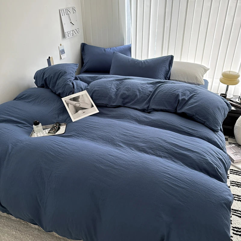 Solid Cotton Bed Linen Set – Soft & Breathable Comfort
