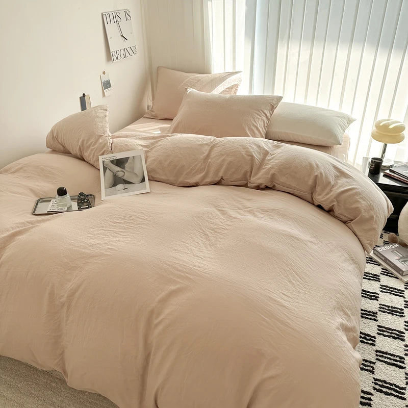 Solid Cotton Bed Linen Set – Soft & Breathable Comfort