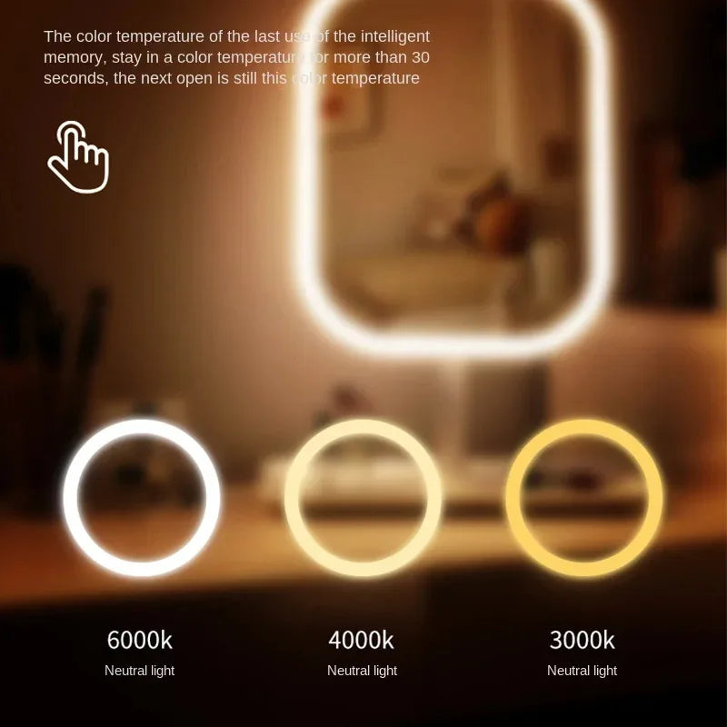LED Makeup Mirror – 3-Color Light Touch Mirror & Elegant Design