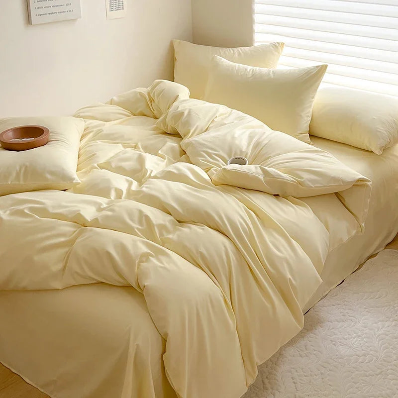 Solid Cotton Bed Linen Set – Soft & Breathable Comfort