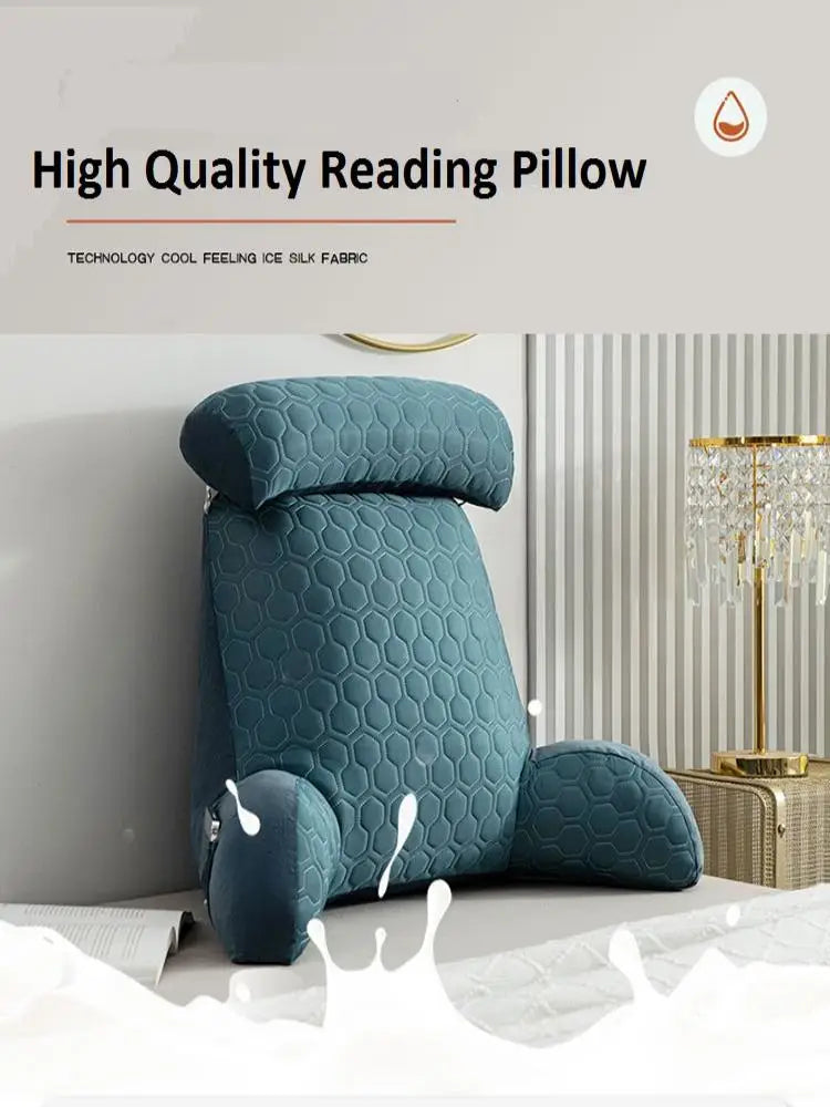 Reading Pillow Standard Bed Pillow – Comfortable Back Support for Sitting Up in Bed, Washable Cover & Handy Side Pockets