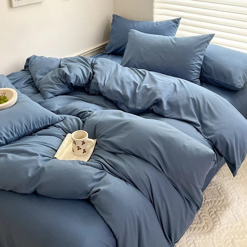 Solid Cotton Bed Linen Set – Soft & Breathable Comfort