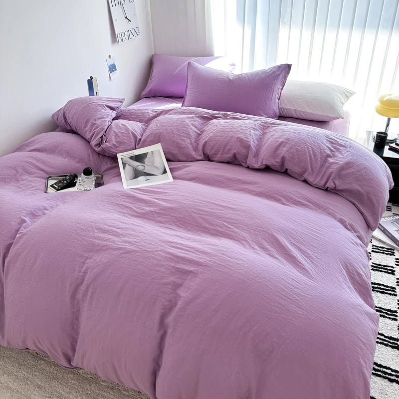 Solid Cotton Bed Linen Set – Soft & Breathable Comfort