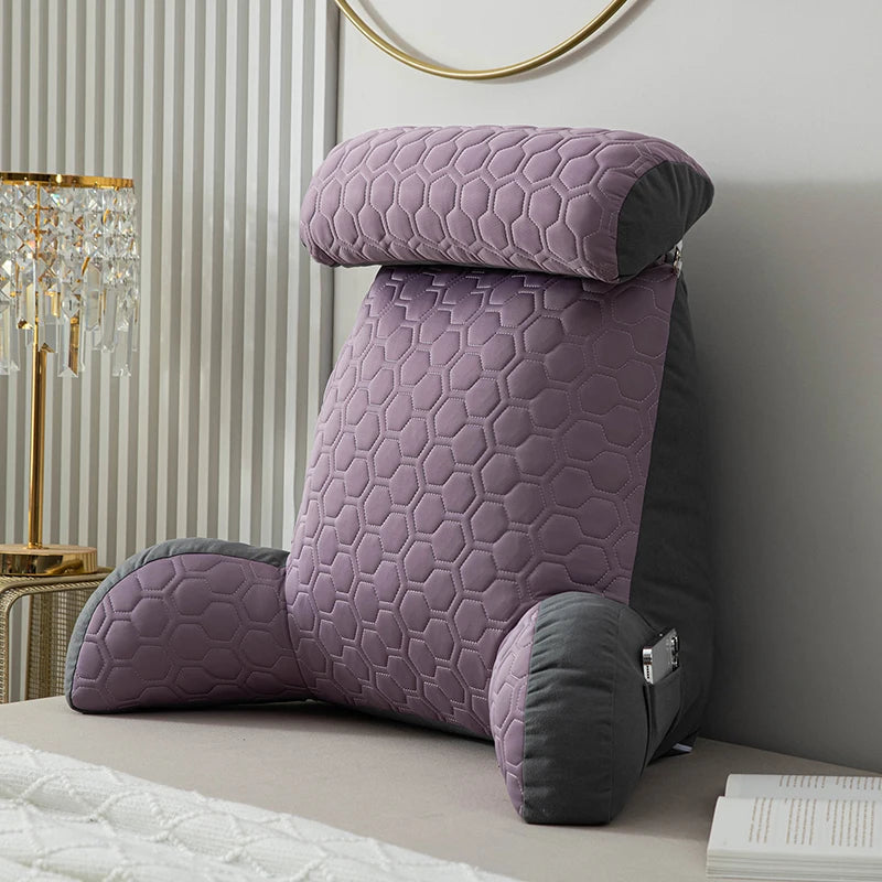 Reading Pillow Standard Bed Pillow – Comfortable Back Support for Sitting Up in Bed, Washable Cover & Handy Side Pockets