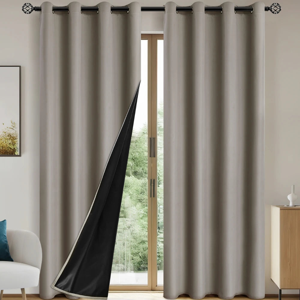 Solid Blackout Curtains with Grommets – Elegant Light-Blocking Drapes, Total Privacy & Comfort
